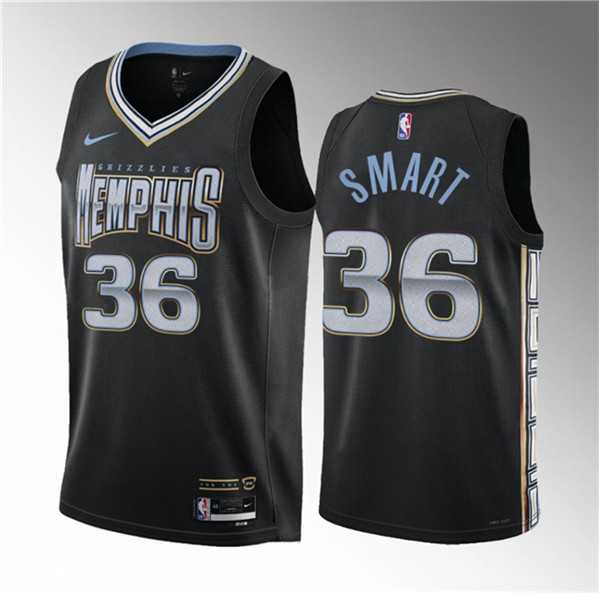 Mens Memphis Grizzlies #36 Marcus Smart Black 2023 Draft City Edition Stitched Basketball Jersey1->memphis grizzlies->NBA Jersey